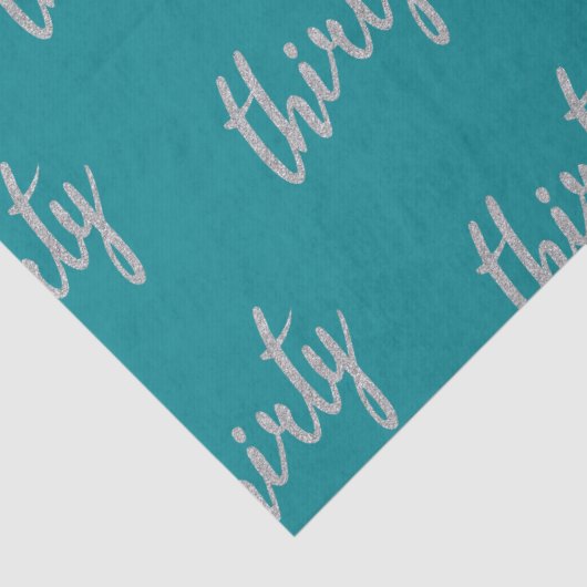 Zilver Blauwgroen 30 Verjaardagsfeestje Glitter "T Tissuepapier (Detail)