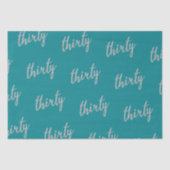 Zilver Blauwgroen 30 Verjaardagsfeestje Glitter "T Tissuepapier (Voorkant)