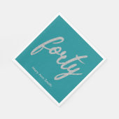 Zilver Blauwgroen 40 Verjaardagsfeestje Glitter "F Servet (Hoek)