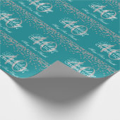 Zilver Blauwgroen 40e verjaardag Faux Glitter Conf Cadeaupapier (Hoek)