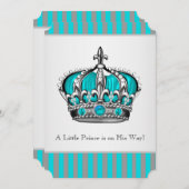 Zilver Blauwgroen Blauw Baby shower Kaart (Voorkant / Achterkant)