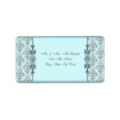 Zilver Blauwgroen Blauw Damask Adresetiketten Etiket (Voorkant)