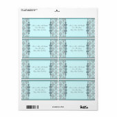 Zilver Blauwgroen Blauw Damask Adresetiketten Etiket (Full Sheet)