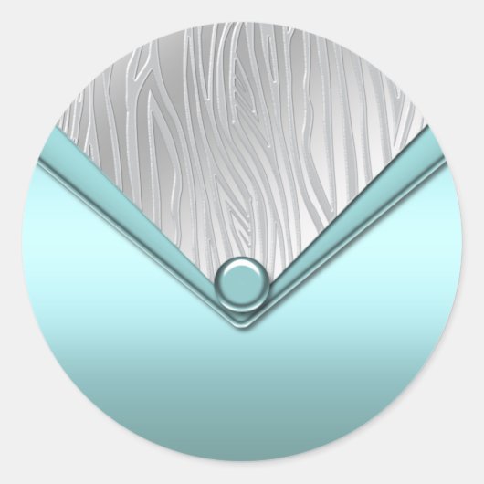 Zilver Blauwgroen Blauw Zebra Stickers (Voorkant)