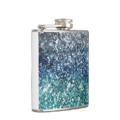 Zilver Blauwgroen blauwe glitter look Heupfles (Rechts)