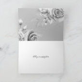 Zilver Blauwgroen Dank je Floral Monogram Kaart (Binnen)