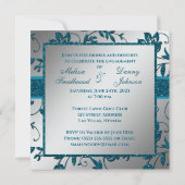 Zilver Blauwgroen FAUX Glitter Floral Engagement P Kaart (Achterkant)