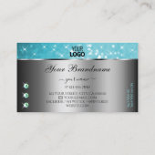 Zilver Blauwgroen Glitter Sparkle Rhinestones en L Visitekaartje (Achterkant)