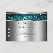 Zilver Blauwgroen glitter Sparkle Rhinestones-Init Visitekaartje (Achterkant)
