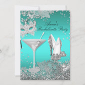 Zilver Blauwgroen Masker & Jewel Lace Bachelorette Kaart (Voorkant)