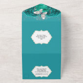 Zilver blauwgroen vlinderkrulkikkervisschimmer gli all in one uitnodiging (Buitenkant)