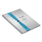 Zilver Blauwgroen zonnebursten Gemstone Guest Book Notitieboek (Rechterzijde)