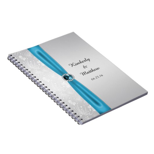 Zilver Blauwgroen zonnebursten Gemstone Guest Book Notitieboek (Rechterzijde)