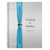 Zilver Blauwgroen zonnebursten Gemstone Guest Book Notitieboek (Voorkant)