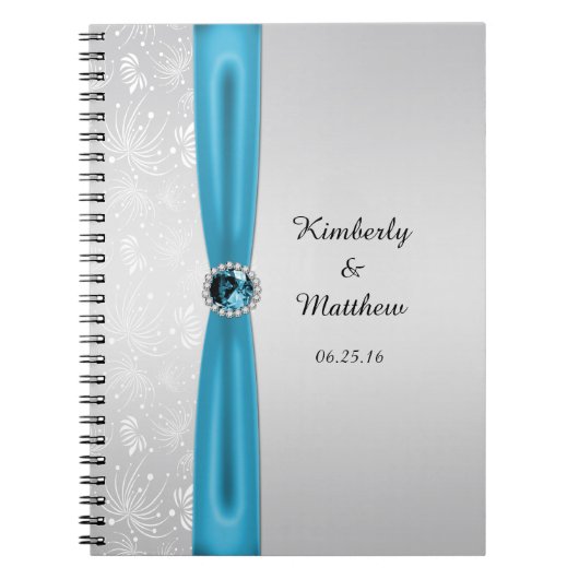 Zilver Blauwgroen zonnebursten Gemstone Guest Book Notitieboek (Voorkant)