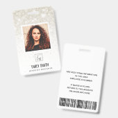 ZILVER BLEEK GLITTER WERKNEMER FOTO BARCODE NAAM BADGE (Voor- en achterkant)