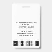 ZILVER BLEEK GLITTER WERKNEMER FOTO BARCODE NAAM BADGE (Achterkant)