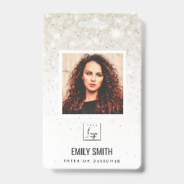 ZILVER BLEEK GLITTER WERKNEMER FOTO BARCODE NAAM BADGE