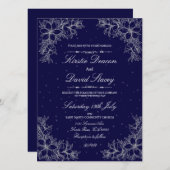 Zilver  Bloemen Bruiloft Uitnodiging (Voorkant / Achterkant)