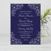 Zilver  Bloemen Bruiloft Uitnodiging (Staand voorkant)