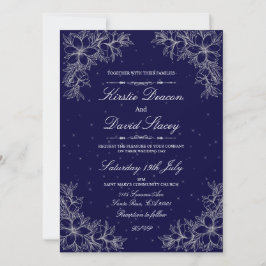 Zilver Bloemen Bruiloft Uitnodiging