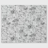 Zilver Bloemen en kolibrie Cadeaupapier (Vlak)