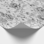 Zilver Bloemen en kolibrie Cadeaupapier (Hoek)