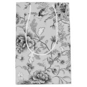 Zilver Bloemen en kolibrie Medium Cadeauzakje (Voorkant)