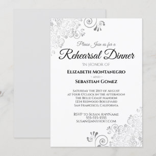 Zilver Bloemen Filigraan Bruiloft repetitie diner Kaart