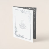 Zilver Bloemen Grijs Foto Moslim Bruiloft Folie Kaarten (Voorkant)