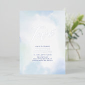 Zilver & Blue Heart 2 2e Boy Birthday Party Folie Uitnodiging (Staand Voorkant)