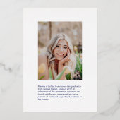 Zilver & Blue Modern Photo Afstuderen Aankondiging (Achterkant)