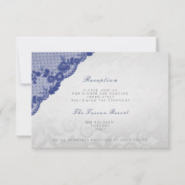 Zilver Blue Navy Lace Vip Weddenschappen Reception Kaart