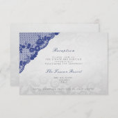 Zilver Blue Navy Lace Vip Weddenschappen Reception Kaart (Voorkant / Achterkant)