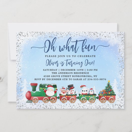 Zilver Blue Santa Claus kerstmis Kaart (Voorkant)