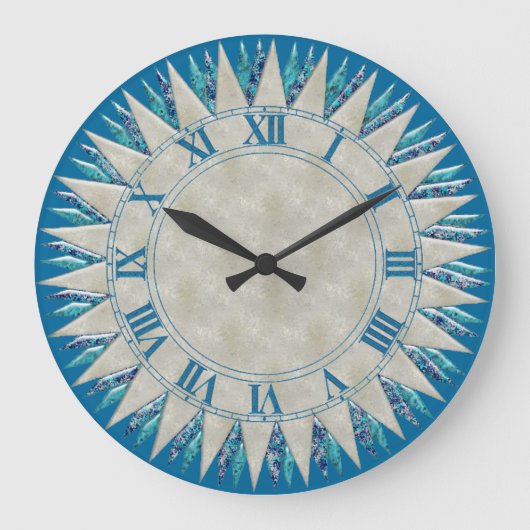 Zilver Blue Sun Wall klok (Voorkant)
