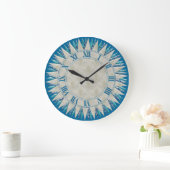 Zilver Blue Sun Wall klok (Huis)