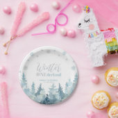 Zilver & Blue Winter Onederland Sneeuwdag 1e verja Papieren Bordje (Feest)