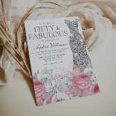 Zilver & Blush Roze 50ste Verjaardagsfeestje Kaart