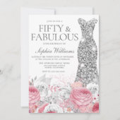 Zilver & Blush Roze 50ste Verjaardagsfeestje Kaart (Voorkant)