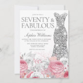 Zilver & Blush Roze 70e Verjaardagsfeestje Kaart (Voorkant)