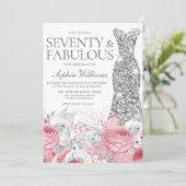 Zilver & Blush Roze 70e Verjaardagsfeestje Kaart (Staand voorkant)