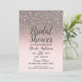 Zilver & Blush Roze Glitter Glans Bruidsfeest Kaart (Staand voorkant)