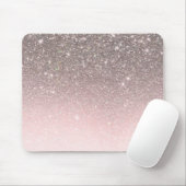 Zilver & Blush Roze Glitter Glans Glam Meisjesacht Muismat (Met muis)