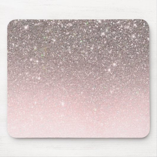 Zilver & Blush Roze Glitter Glans Glam Meisjesacht Muismat (Voorkant)