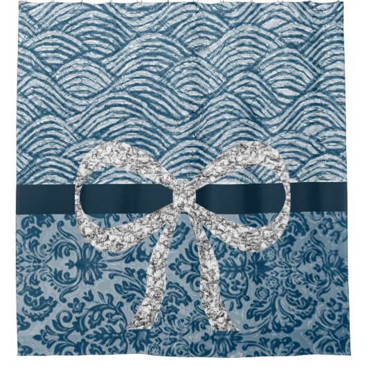 Zilver boeggordijn douchegordijn (Voorkant)