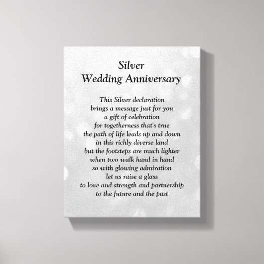 Zilver Bruiloft Jubileum Canvas Afdruk (Voorkant)