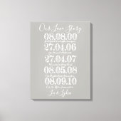zilver Bruiloft Jubileum onze liefde verhaal data Canvas Afdruk (Voorkant)