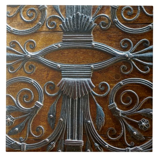 Zilver bruine houtsluiende deur tegeltje (Voorkant)