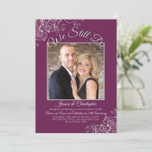 Zilver & Cassis We doen nog steeds huwelijksgeloft Kaart (Staand voorkant)